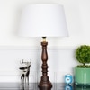 Hatton hand crafted Solid wood walnut finish table lamp With White Cotton Shade