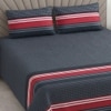 Navy Geometric 400 Tc  Cotton Flat  Super King Size Bedsheet With 2 Pillow Cover