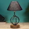 Alexis Blue Jute Table lamp with Wood & Iron Base