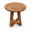Varnya Solid Wood Round Side Table with Cane Top