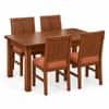 Globally Indian Shilpa Solid Sheesham Wood 4 Seater Dining Table Set 4 Chairs Terracotta Orange