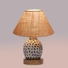 Devansh Conical Beige Jute Shade Lamp With Wood & Mosaic Glass Base For Decoration/Office/Home/Gifting/Study For Decoration/Office/Home/Gifting/Study -(10X10X14.5) Inches -A