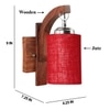 Devansh Solid Wood Electric Wall Light in Brown Colour with Maroon Shade Count of 1 Light