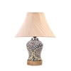 Devansh Off-White Cotton Shade Cross Pleated Lamp With Wood & Mosaic Glass Base For Decoration/Office/Home/Gifting/Study For Decoration/Office/Home/Gifting/Study