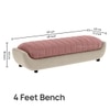 Marko Velvet 2 Seater 4 Feet Ottoman Bench in Peach & Cream Color
