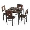 Holven 4 Seater Sqaure Dining Table Set with Chair Brown Maple & Black