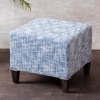 Slub Jacquard Wooden Seating Stool in Blue Color Set of 2