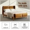 Valerio Duo-Panel Luxe Queen Size Bed in Mustard colour Velvet with Oak wood Frame