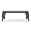 Lunar Rectangular Solid Wood and Carrara White Marble Coffee Table In Danish Walnut Finish