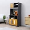 Hexa Red Crockery Unit Multipurpose Wooden Cabinet in Slate Grey And Giant Wood Colour