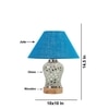 Devansh Conical Turquoise Jute Shade Lamp With Wood & Mosaic Glass Base For Decoration/Office/Home/Gifting/Study For Decoration/Office/Home/Gifting/Study -(10X10X14.5) Inches -A