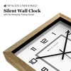 Geometric Layered Square Wooden Wall Clock with Modern Numeric Dial
