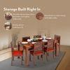 Arabia Xl Storage 6 Seater Dining Table In Teak Finish