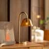 Lior Handicrafted Table Lamp in Antique Silver Brass finish and Amber Colour
