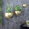 Hanging Hammered Apple Planter Set Of 3 In Gold Colour