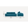 Calliro 3 Pull Out Sofa Cum Bed with storage In T Blue Colour