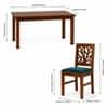 Globally Indian Ojasvi Solid Sheesham Wood 6 Seater Dining Table Set 6 Chairs Teal Blue