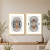 Boho Geometric Round Abstract Set of 2 Framed Posters 45x60 cm