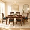 Globally Indian Ojasvi Solid Sheesham Wood 6 Seater Dining Table Set 6 Chairs Teal Blue