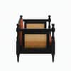 Rattan Solid wood two seater sofa in Black FinishCopper Orange Colour Fabric