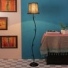 Orina Black Fabric Floor Lamp with Black Iron Base