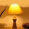 Devansh Yellow Cotton Table Lamp With  Wood Natural Base (10X18 Inches)-31