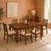 Globally Indian Prisha Solid Sheesham Wood 6 Seater Dining Table Set 6 Chairs Beige