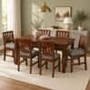 Globally Indian Vedika Solid Sheesham Wood 6 Seater Dining Table Set 6 Chairs Grey