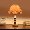 Devansh Off-White Cotton Vintage  Lamp With Wood Base (12X12X18)