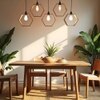 Hexagram 5 Series Brown Solid Wood Cluster Hanging Light