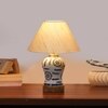 Devansh Conical Off White Cotton Shade Lamp With Wood & Mosaic Glass Base For Decoration/Office/Home/Gifting/Study For Decoration/Office/Home/Gifting/Study -(10X10X14.5) Inches -A