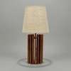 Ventus Brown Wooden Table Lamp with Yellow Printed Fabric Lampshade