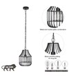 Tindori Clear Crystal With Black Metal Small Hanging Pendant Light
