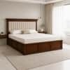 Leher Solid Wood Comfort King Bed Box Storage Provincial Teak Finish Mattress 72 x 78 Inches