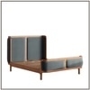 Valerio Duo-Panel Luxe King Size Bed in Grey Blue colourVelvet with Oak wood Frame