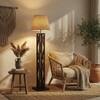 Symmetric Beige Jute Floor Lamp with Beige Jute Base