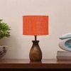 Devansh Orange Jute Table Lamp With Wood Natural Base (7X13 Inches)-19