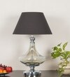 Delicea Smoke Glass And Chrome Finish Metal Table Lamp With Black Cotton Shade