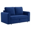 Baruna 2 Seater Velvet Pull Out Sofa Cum Bed with Storage In Blue Color