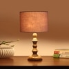 Devansh Grey Cotton Table Lamp With  Wood Natural Base (7X7X15.5 Inches)-7