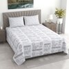 White Abstract 400 Tc Cotton Flat Super King Size Bedsheet With 2 Pillow Cover