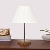 Devansh Off-White Cotton Vintage  Lamp With Natural  Wood Base  & Steel Pipe (12X17.75)