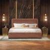 Milan Engineered Wood King Size Bed with Hydraulic Storage in Mocha Mouse Velvet Colour