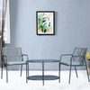 Crema Outdoor Table Set with 1 Table and 2 Chairs Gun Metal In Grey
