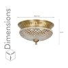 Cameron 2-Light Flush Mount Ceiling Light In Brass Finish With Amber Diamond Cut Glass