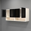 Aluminium Black Profile 4 Tinted Glass Handless Shutter  In Highland Pine Finish