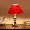 Devansh Red Cotton Table Lamp With  Wood Natural Base (10X10X16) Inches)-29