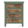 Avelin Chest of Drawer-Finish- Sage green with Burnt mango - Metal Channel