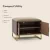 Nina 4 Pairs Solid Wood Shoe Cabinet With Seat In Mango Walnut Finish Taupe Leatherette