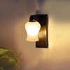 Devansh Solid Wood Electric Wall Light in Brown Colour with White Shade Count of 1 Light